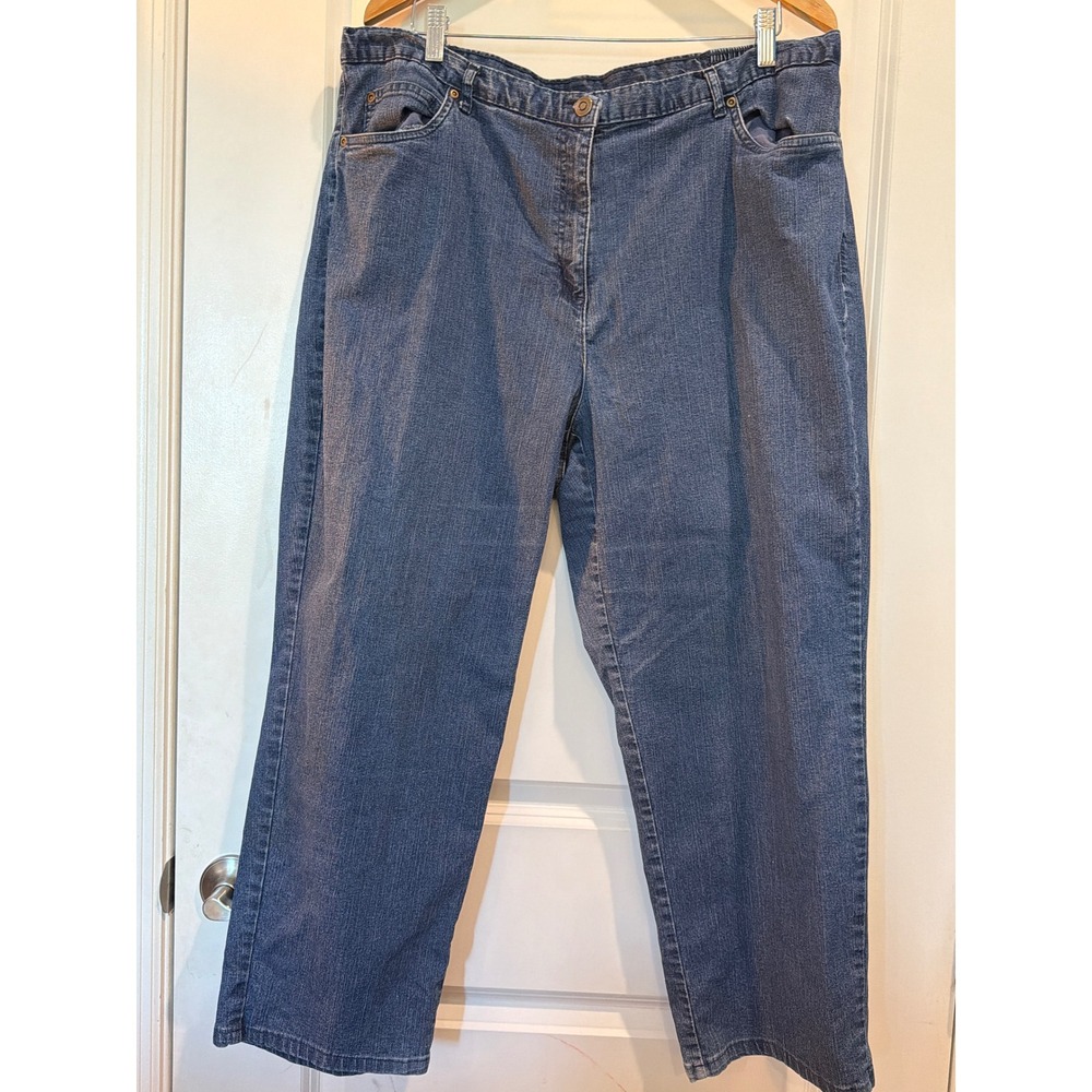 Ruby Rd Woman Denim Pull On Pants 20W Dark Wash Straight Leg Stretch Jeans